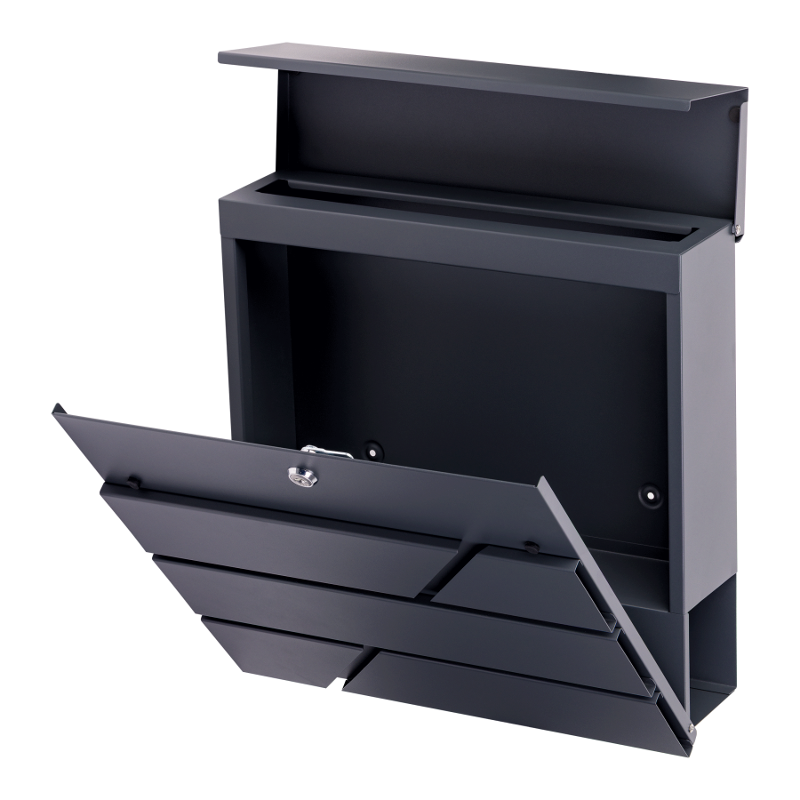 PALAWAN mailbox with newspaper holder, anthracite